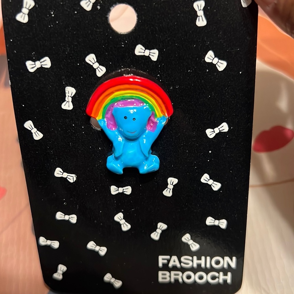 New Old Stock Vintage Rainbow Bear Pin Fashion Brooch